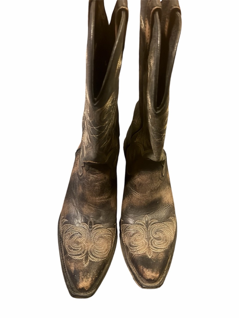 Ariat Brown Leather Western Boots with Embroidered Toe